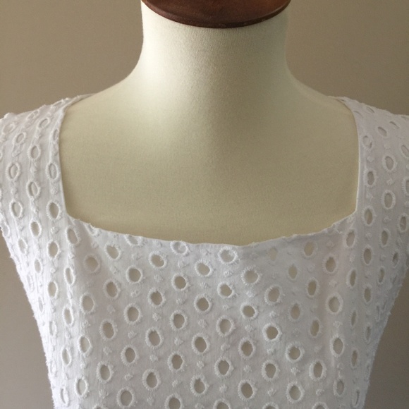Sail-to-Sable-White-Sleeveless-Eyelet-Dress-Lined - Picture 1 of 8